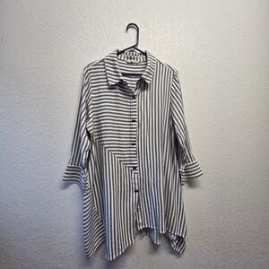 Soft Surroundings Striped Tunic Button-Down Shirt Size XL